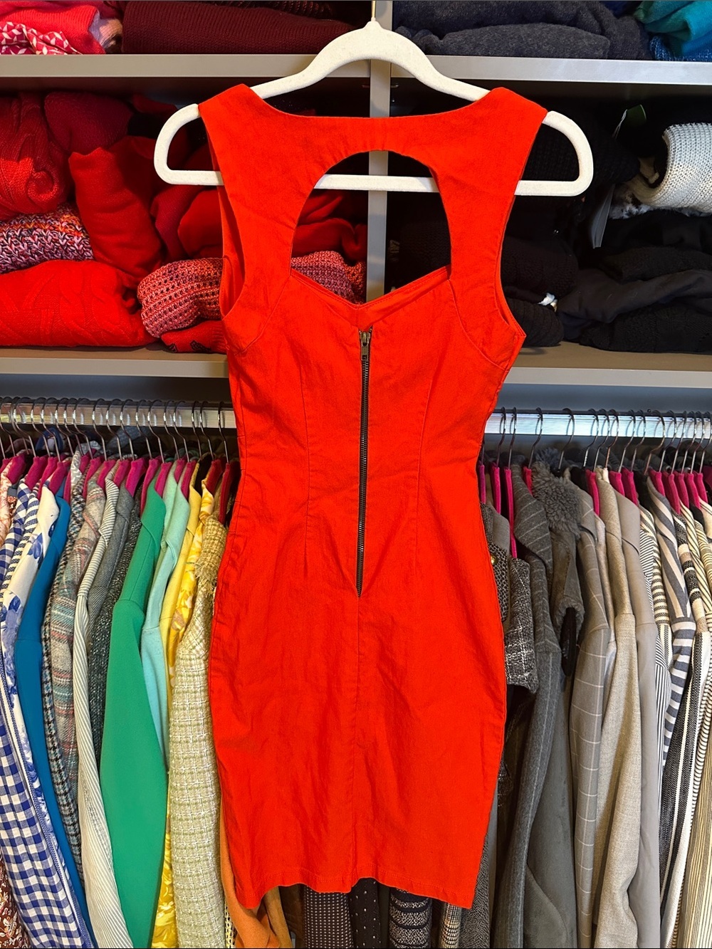 Charlotte Russe orangish red sleeveless back cut out body con dress size S - Picture 3 of 4